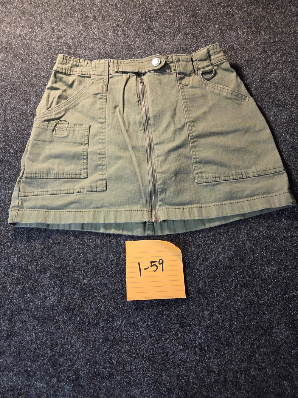 Ultra Flirt Olive Green Zip-Front Mini Skirt